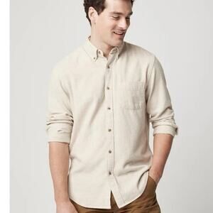 J Crew Shirt Mens Large Beige Brushed Twill Button Down Long Sleeve